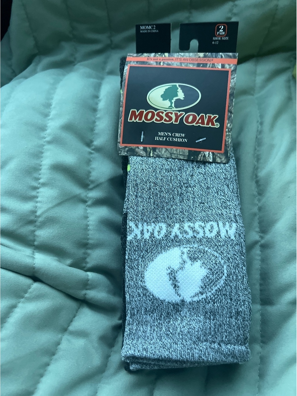 Mossy Oak Men's Crew Half Cushion Socks 2-Pack Size 6-12